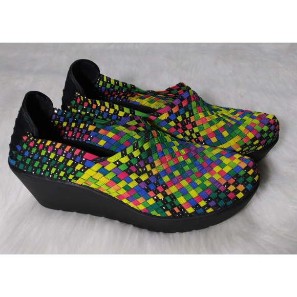 Steve Madden Betsi Multicolor Stretch Woven Cushioned Wedge Shoe 7.5 - Picture 1 of 7